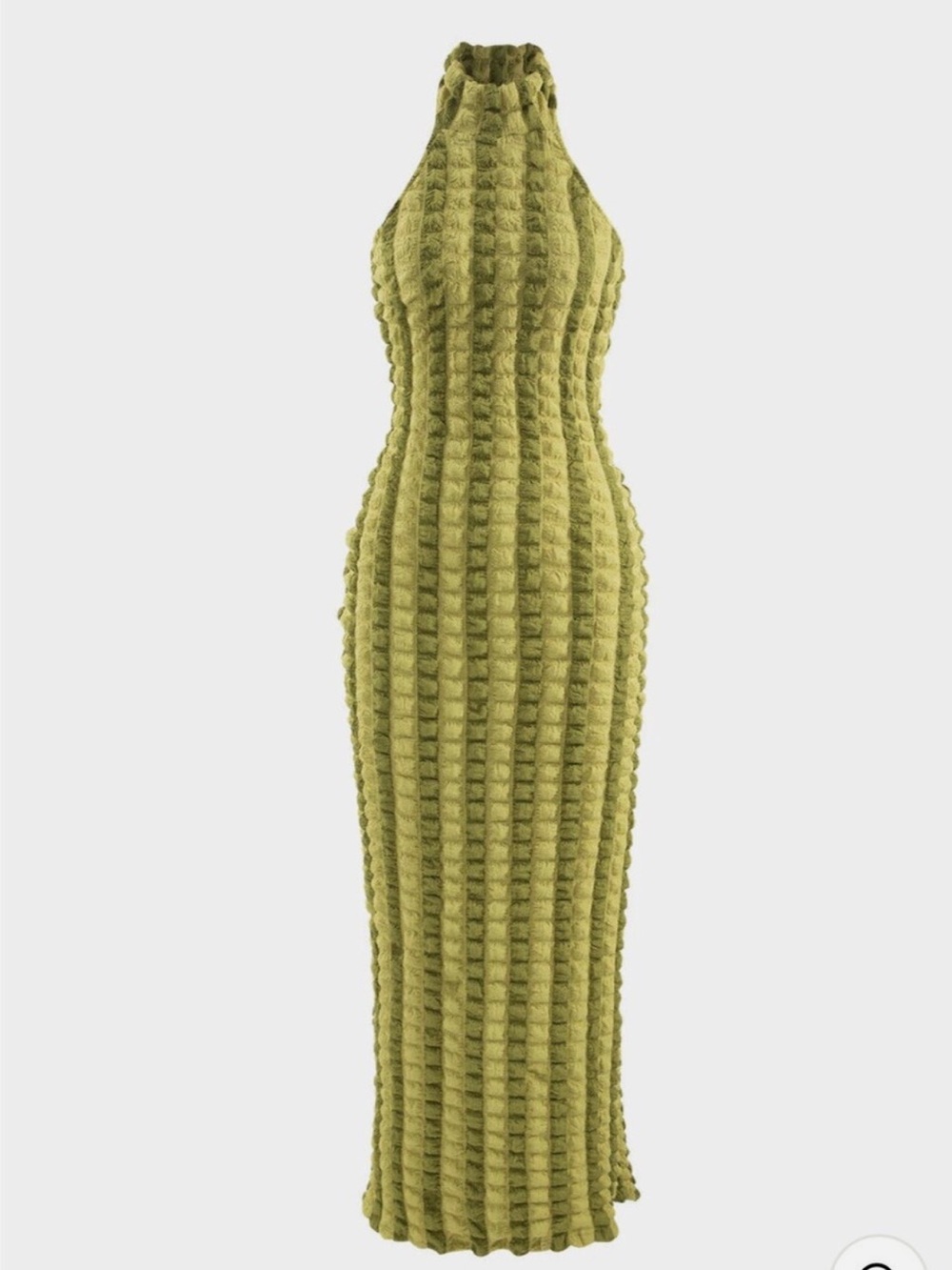 Green popcorn Halter Maxi Dress